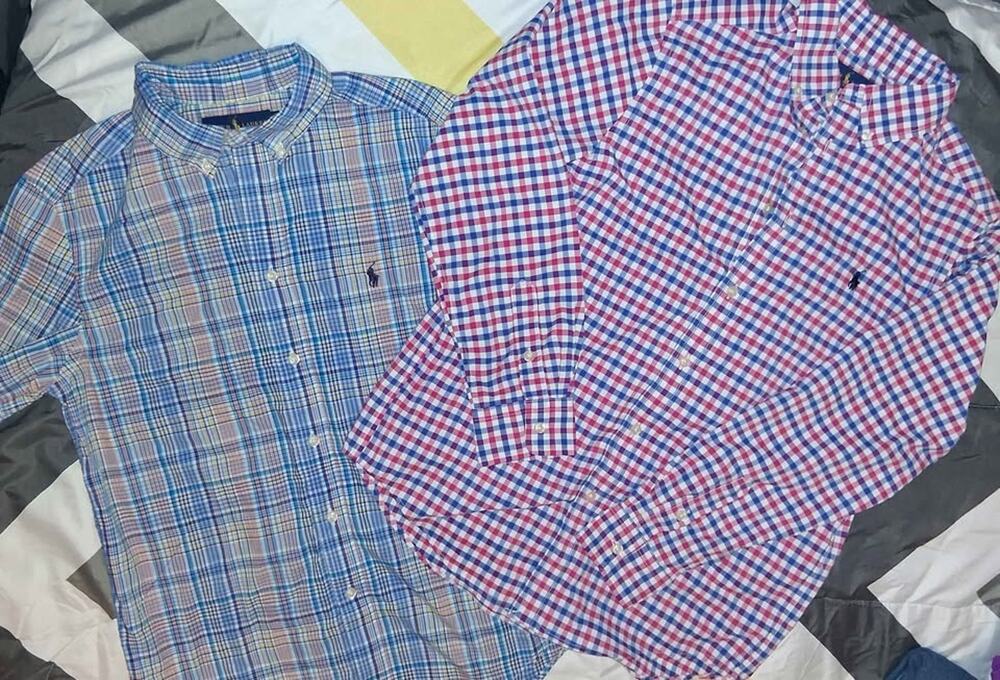 2 boys button up polo shirts(size 14/16)
